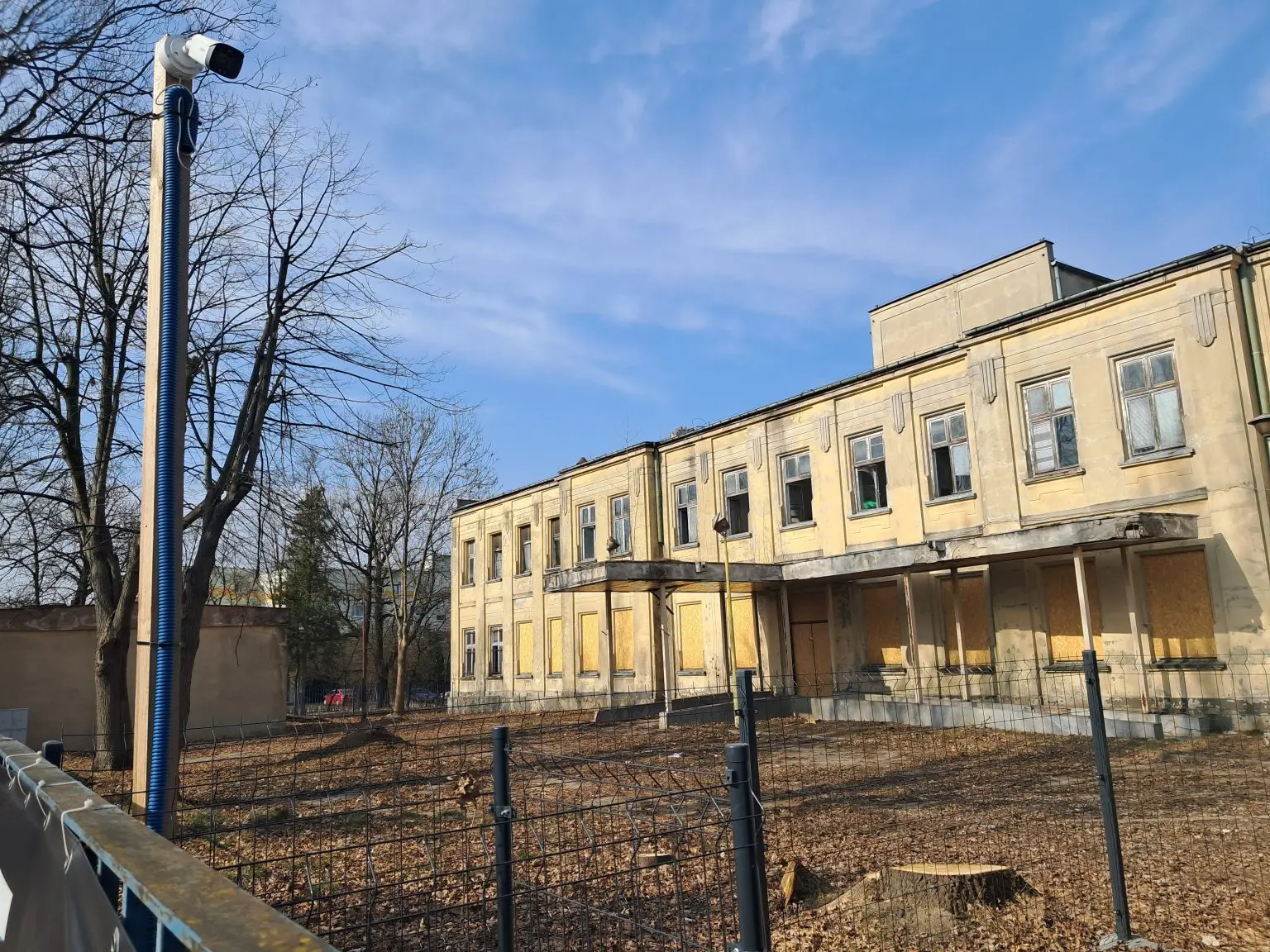 Construction Site CCTV Camera Looking Along Fence Line