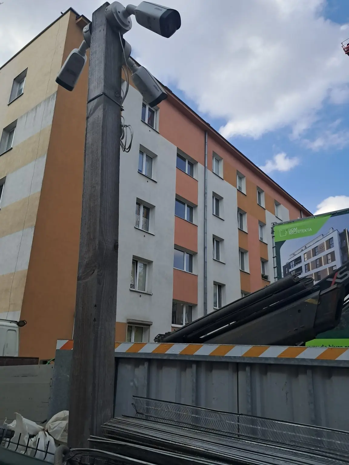Multiple CCTV Cameras Covering Construction Site Perimeter