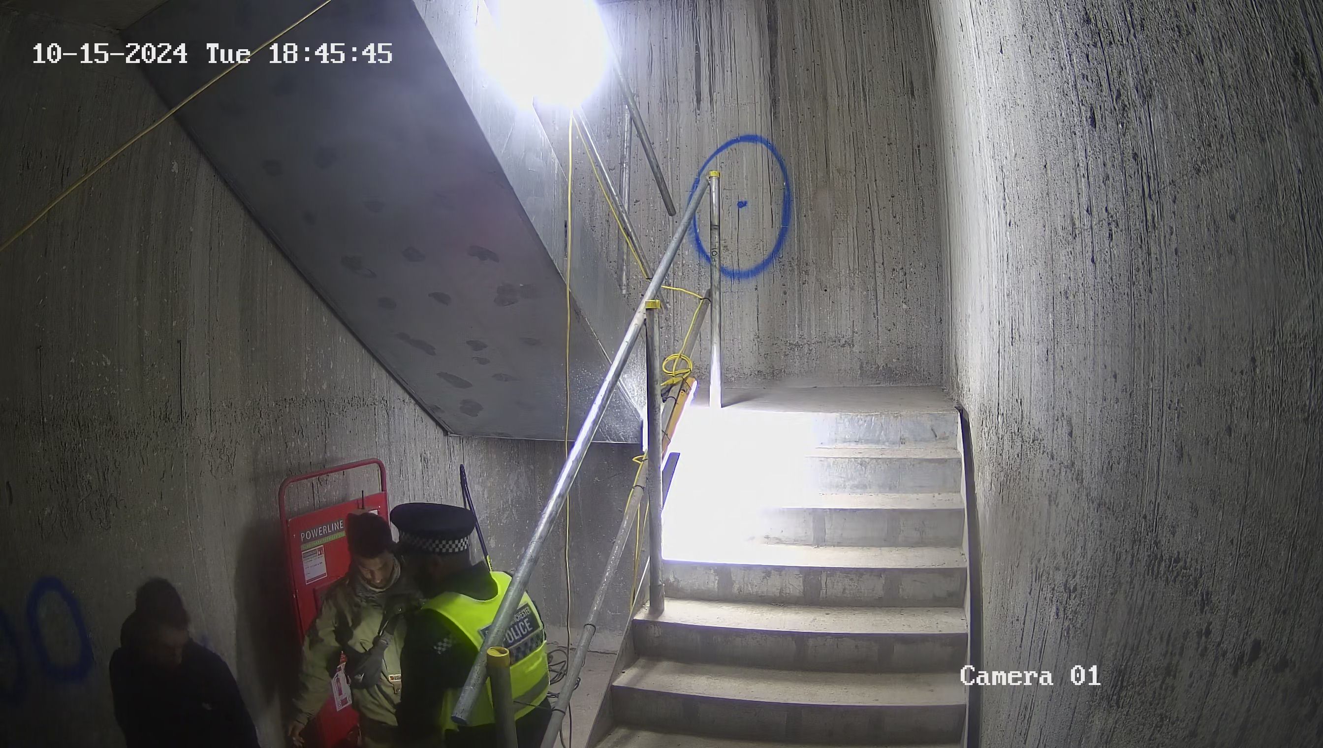 police apprehend individual caught breaking into construction site cctv london